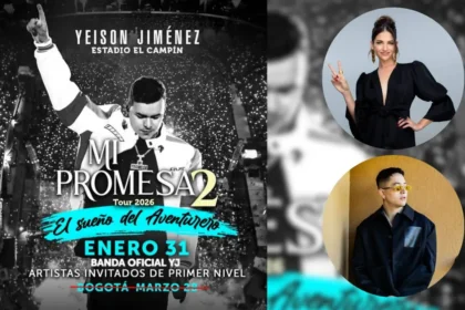 Escenario del concierto tributo a Yeison Jiménez en el estadio El Campín con su banda oficial interpretando su repertorio póstumo