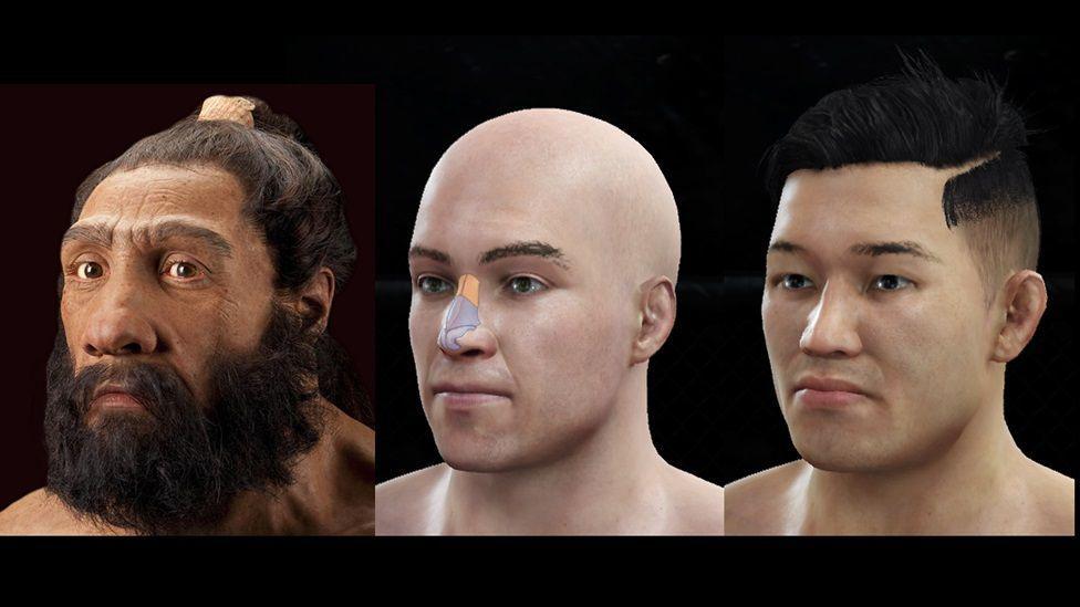 Reconstrucción científica de un rostro neandertal con rasgos genéticos heredados en poblaciones latinoamericanas, destacando la forma nasal