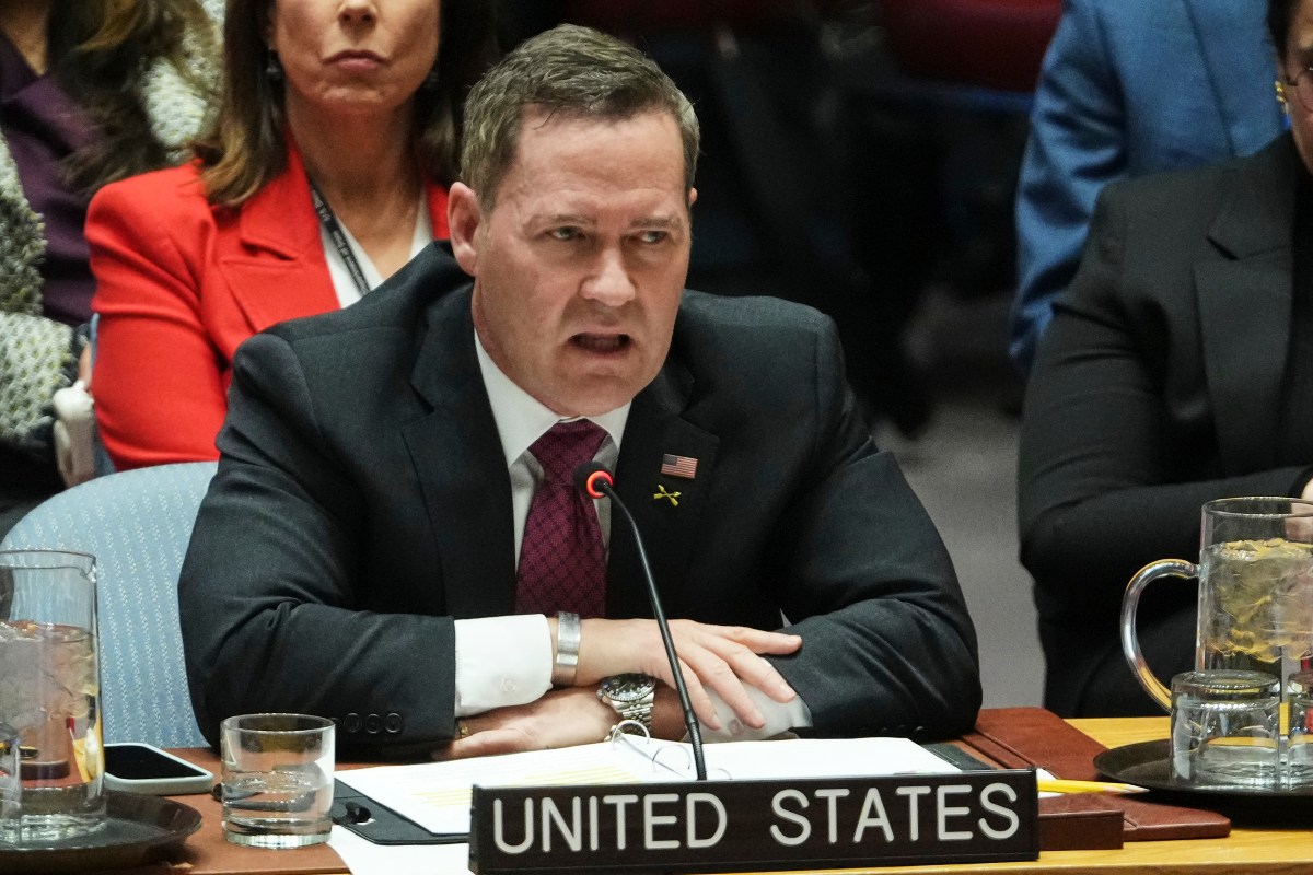 Embajador de EE.UU. en la ONU acusando a Nicolás Maduro de narcoterrorismo y falta de legitimidad como jefe de Estado