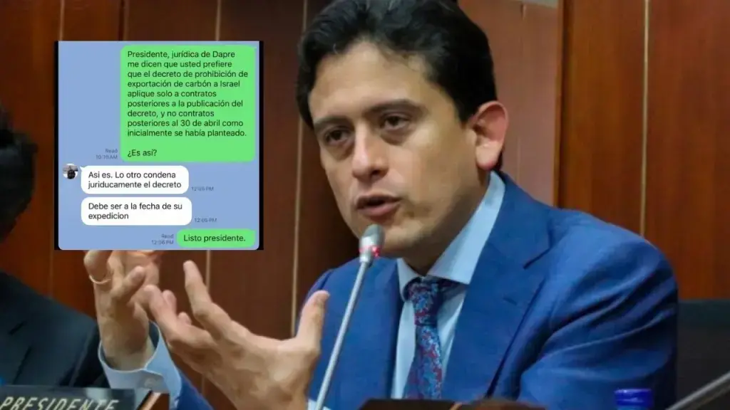 Gustavo Petro y Luis Carlos Reyes en un chat filtrado que confirma el aval presidencial a exportaciones de carbón a Israel pese al decreto