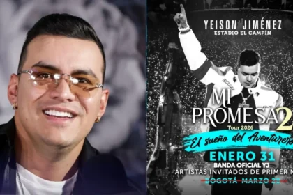 Multitud vestida de blanco en el concierto homenaje a Yeison Jiménez con artistas invitados en el escenario del estadio de Bogotá