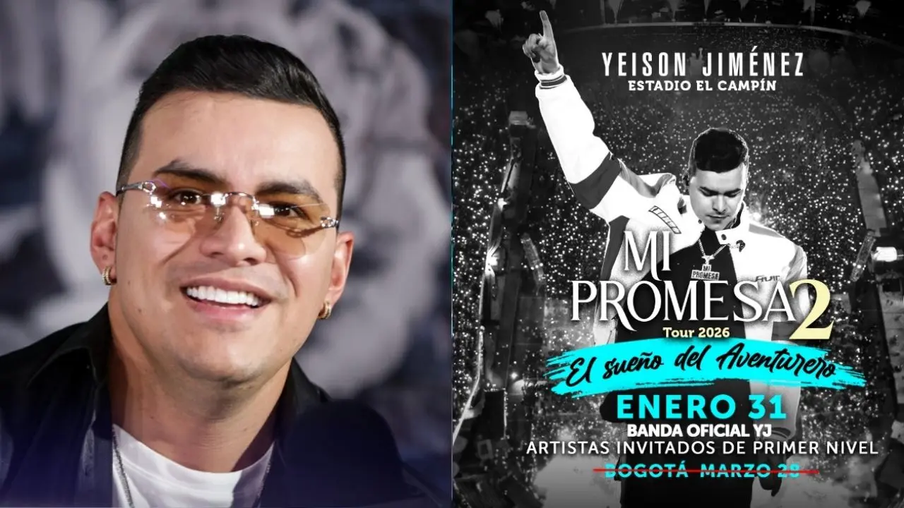 Multitud vestida de blanco en el concierto homenaje a Yeison Jiménez con artistas invitados en el escenario del estadio de Bogotá