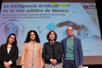 Infografía con los 10 principios éticos para regular la inteligencia artificial en México, destacando derechos humanos y diversidad cultural
