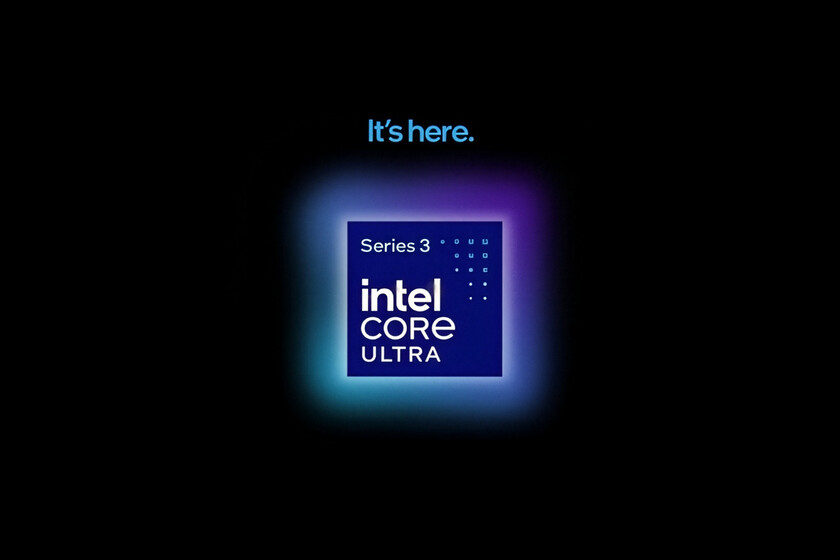 Procesador Intel Panther Lake con arquitectura 18A mostrando gráficos de rendimiento en Cinebench y juegos a 1080p