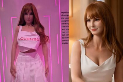 Robot humanoide Emily con diseño realista de silicona, mostrando gestos faciales básicos como sonrisa, en demostración en CES 2026