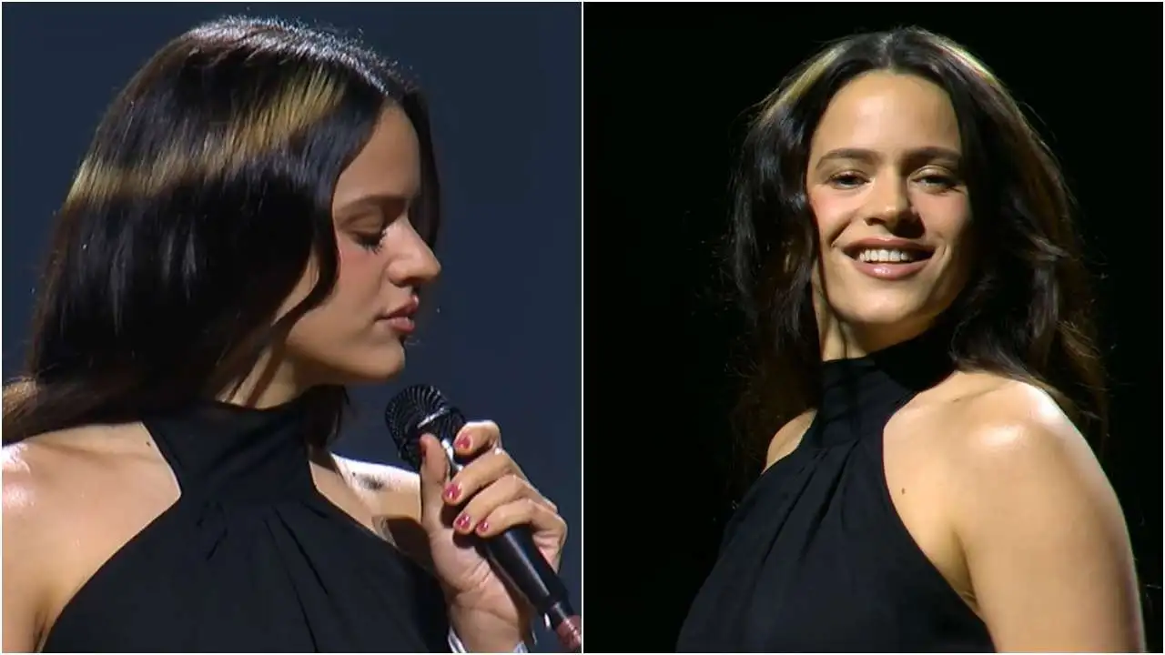 Rosalía interpretando 'La perla' en el concierto solidario por Palestina en el Palau Sant Jordi de Barcelona