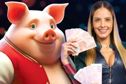 Persona celebrando frente a pantalla con bóveda llena de dinero del concurso La Danza de los Millones