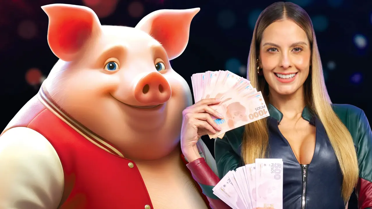 Persona celebrando frente a pantalla con bóveda llena de dinero del concurso La Danza de los Millones