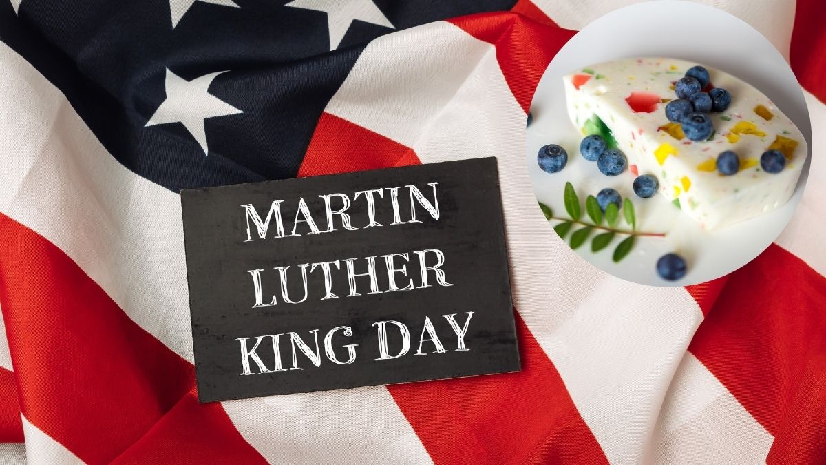 Postre Quilly con gelatina cremosa, obs de azúcar crujientes y frutas en conserva, inspirado en la receta familiar de Martin Luther King Jr.