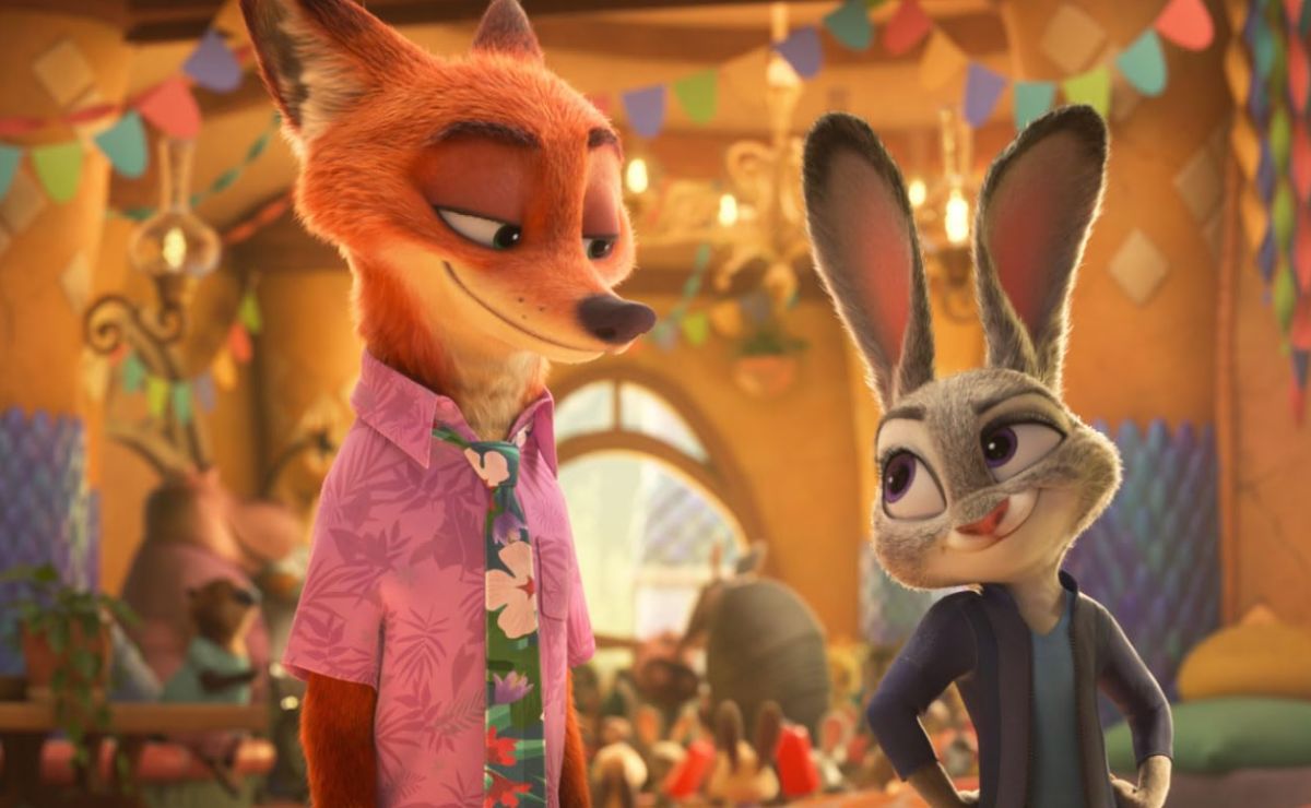 Escena de Zootopia 2 con personajes animados celebrando su récord de US$1.670 millones en taquilla global, superando a Jurassic World