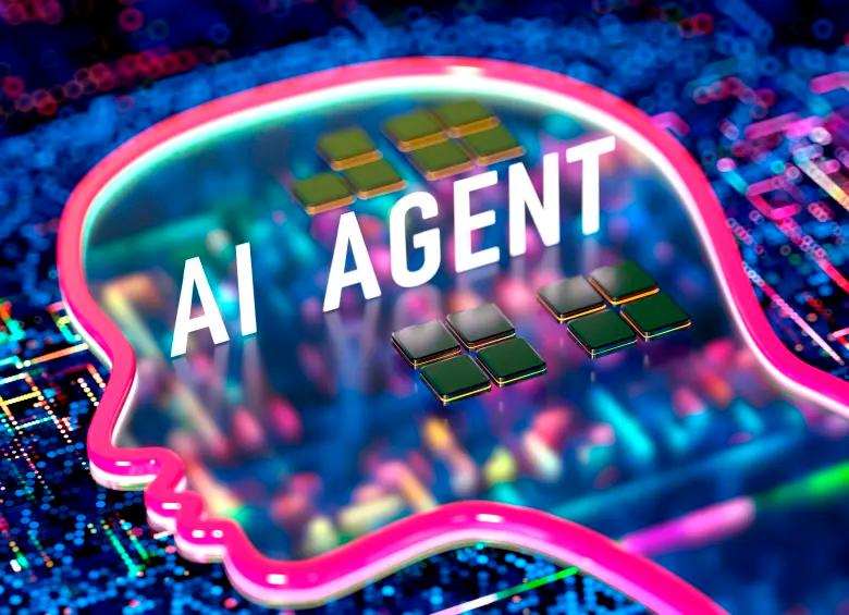 Sistema de IA autónoma ejecutando tareas complejas en una interfaz digital futurista con gráficos de optimización en tiempo real