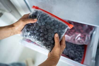 Cajas de 30 lb y contenedores industriales de arándanos congelados contaminados con Listeria monocytogenes, listos para retiro sanitario