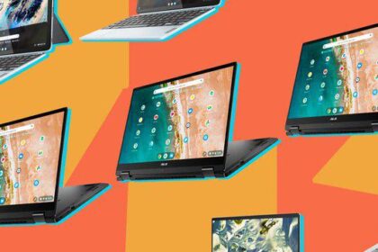 Pantalla de portátil HP ejecutando Android 16 para PC con barra de tareas estilo ChromeOS y multitarea en pantalla dividida