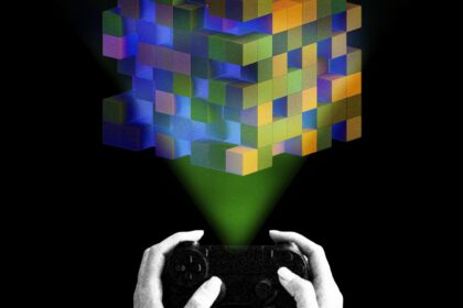 Modelo 3D de IA generando un personaje de videojuego futurista con detalles realistas y entorno interactivo listo para desarrollo