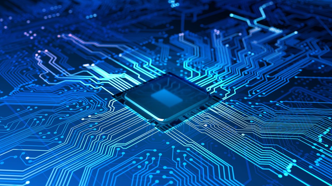 Procesadores de IA de última generación en un centro de datos futurista, mostrando GPUs y CPUs de Nvidia para entrenamiento e inferencia