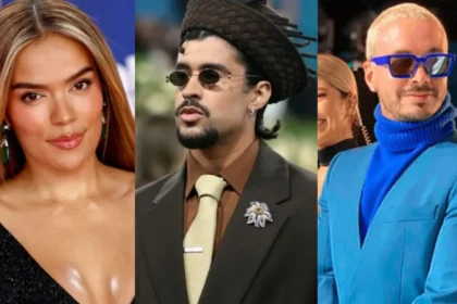 Artistas colombianos nominados a los Grammy 2026 posando con sus álbumes destacados: Karol G, J Balvin, Feid y más