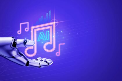 Interfaz de Gemini mostrando cómo generar una canción con IA: descripción de texto y botón 'Crear música' en pantalla
