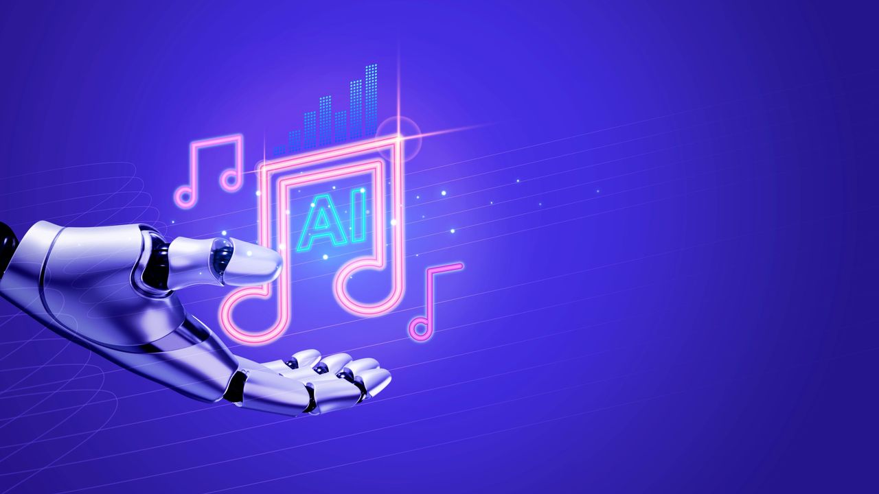 Interfaz de Gemini mostrando cómo generar una canción con IA: descripción de texto y botón 'Crear música' en pantalla