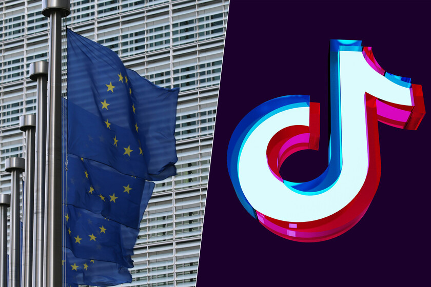 Adolescente usando TikTok en móvil con notificaciones de scroll infinito y alerta de uso nocturno excesivo