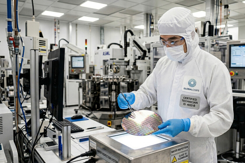 Ingenieros chinos analizando un prototipo de máquina de litografía UVE con patentes propias para competir con ASML