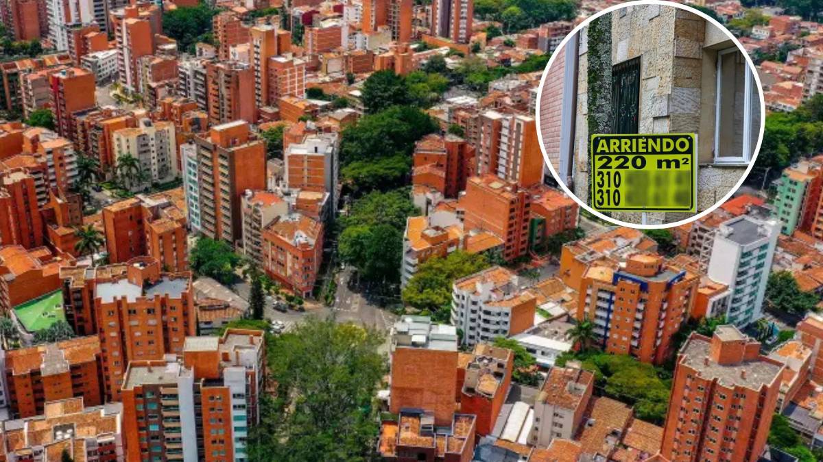 Gráfico comparativo de crecimiento del arriendo vs propiedad en Medellín 2015-2024 con datos reales de 45% inquilinos