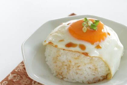 Plato de arroz con huevo revuelto mostrando la combinación perfecta de proteína y carbohidratos para energía y concentración