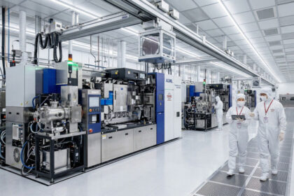 Detalle técnico de un chip HBM4e en producción, clave para acelerar la IA con memoria de alta velocidad