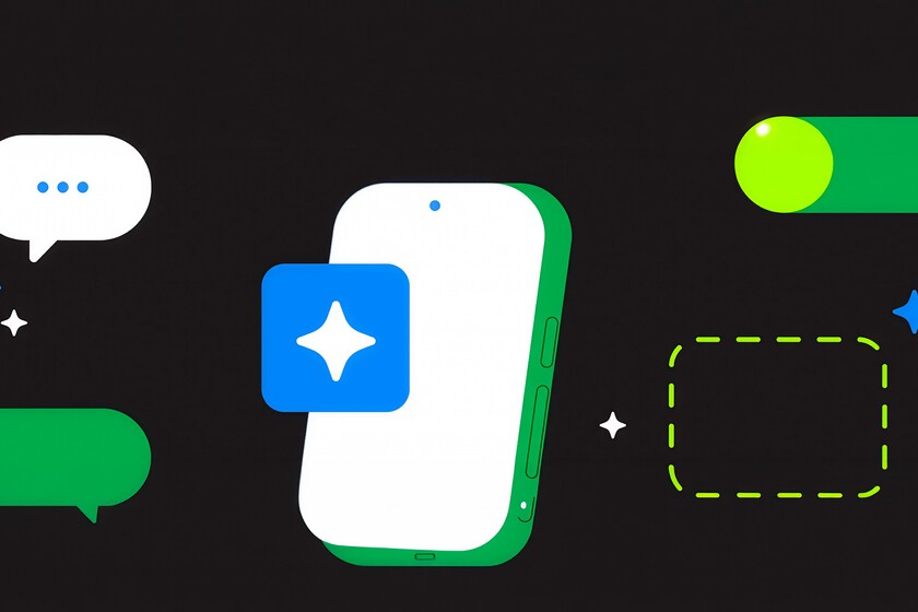 Interfaz futurista de Android mostrando un agente de IA coordinando apps automáticamente en segundo plano