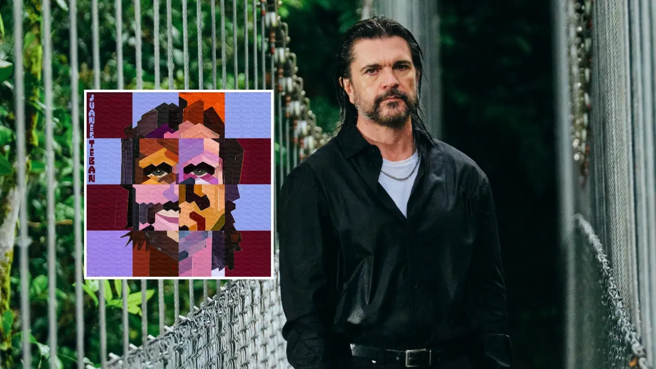 Portada del álbum 'JuanesTeban' con ilustraciones a mano que reflejan la dualidad artística de Juanes entre rock y cumbia