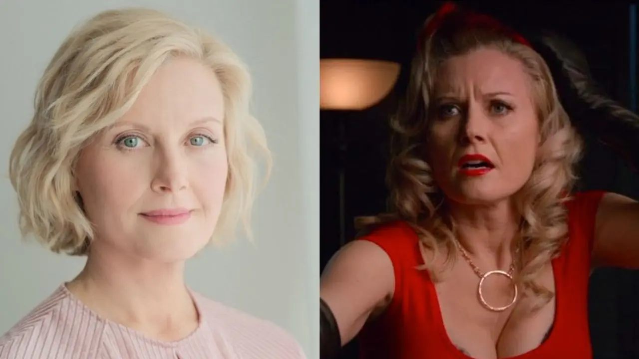 Carrie Anne Fleming en su papel de Karen Singer en un episodio emotivo de 'Supernatural' con expresión cálida y mirada serena