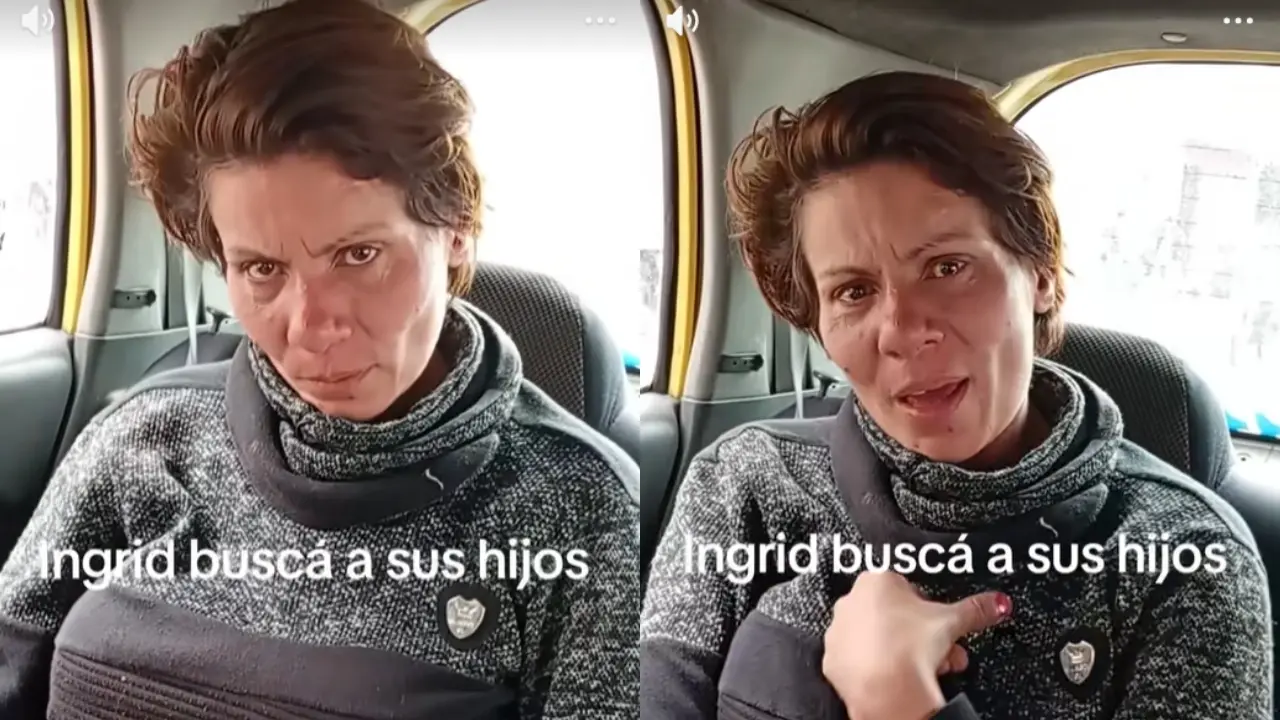 Mujer con lágrimas en un taxi de Bogotá pidiendo ayuda para reencontrarse con sus hijos tras recaer en adicción