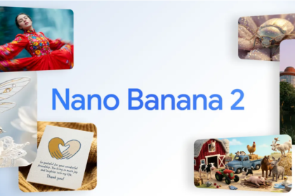 Interfaz de Nano Banana 2 generando una imagen hiperrealista de un café latte con vapor y reflejos en 3 segundos