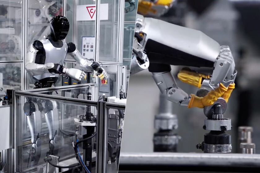 Robot humanoide de Xiaomi colocando tuercas en una pieza de vehículo con precisión milimétrica en línea de producción real
