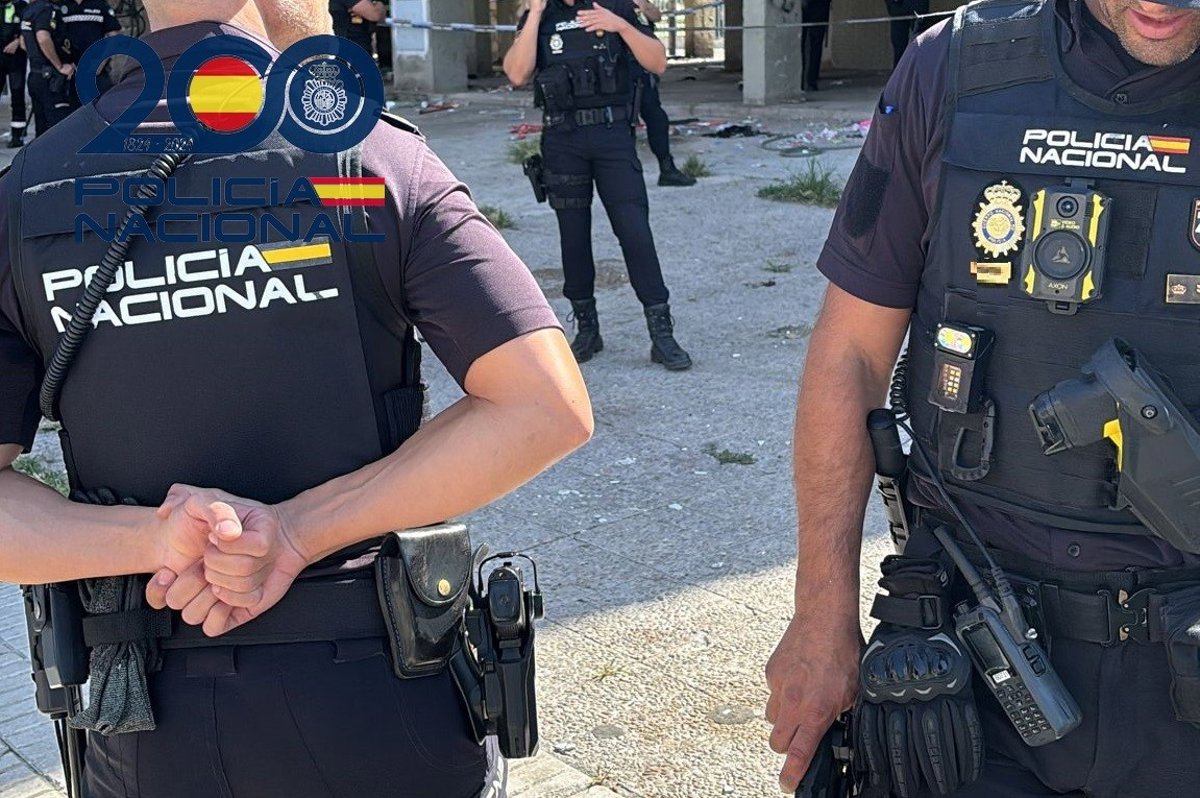 Agentes policiales registrando un arsenal de armas y munición incautado en operativo contra violencia en Sevilla