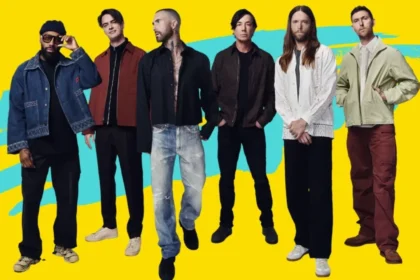 Maroon 5 en el escenario del Coliseo MedPlus durante su gira 2026 en Bogotá con Adam Levine al frente