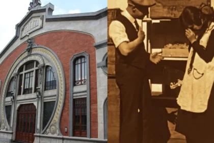 Fotograma restaurado de 'Alma provinciana' (1926) con tonos sepia y detalles de imbibición artesanal, proyectado en sala histórica