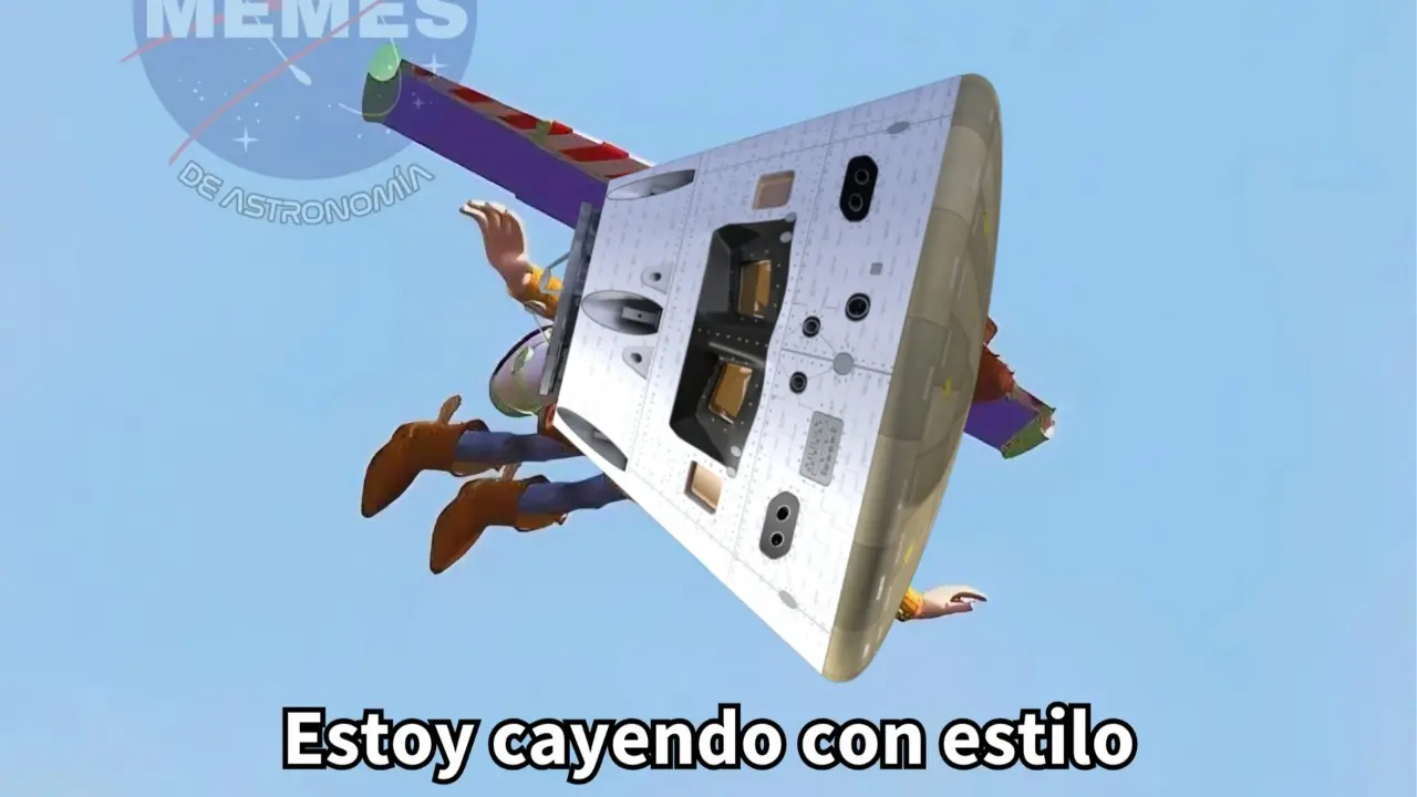 Collage de memes virales del amerizaje de Artemis II con Buzz Lightyear y astronautas celebrando el éxito