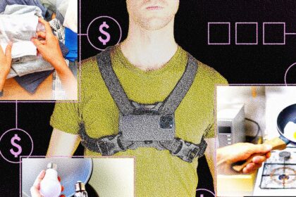 Persona grabando con el móvil prendas de ropa sucia para una tarea de entrenamiento de IA en una app