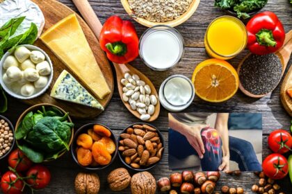 Plato con salmón, brócoli y huevo sobre mesa de madera, alimentos ricos en nutrientes para combatir la inflamación de la artrosis