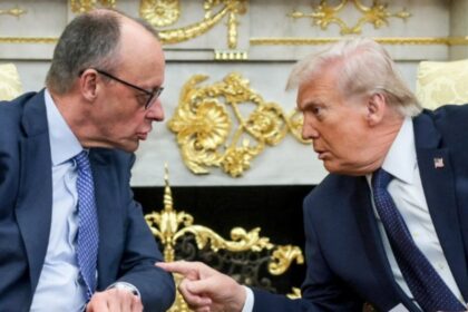Friedrich Merz y Donald Trump en imágenes de tensión diplomática que afectan la seguridad y economía de Alemania frente a Rusia