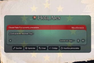 Representación gráfica de la desactivación de Fable 5 y el debate sobre autonomía digital en Europa