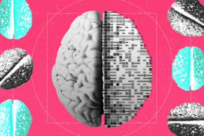 Equipo de neurocientíficos analizando circuitos cerebrales en un laboratorio futurista para replicar el 'algoritmo del cerebro' en sistemas de IA ultraeficientes