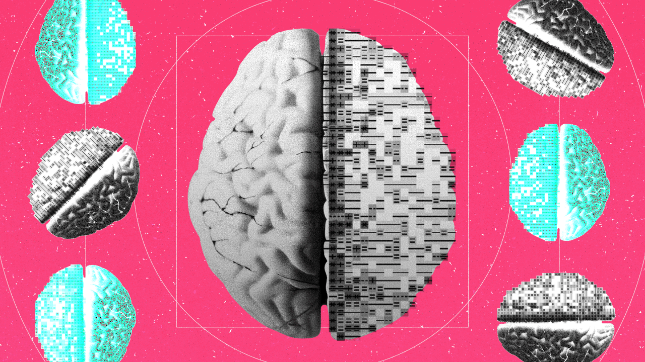 Equipo de neurocientíficos analizando circuitos cerebrales en un laboratorio futurista para replicar el 'algoritmo del cerebro' en sistemas de IA ultraeficientes